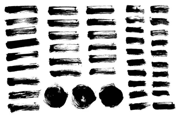 Set Vectores Pintura Pincel Textura Pinceladas Negras — Vector de stock