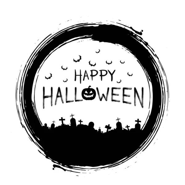 Vector Feliz Pancarta Texto Halloween Con Textura Grunge — Archivo Imágenes Vectoriales