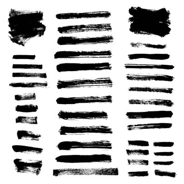 Vektör fırça darbesi ayarlandı. Siyah boya fırçası.