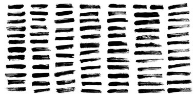 Vektör siyah fırça boyası dokusunu ayarladı. Fırça darbesi.