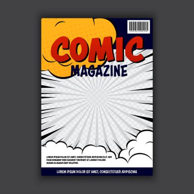 Vektör çizgi roman şablonu kapağı, broşür, poster tasarımı.