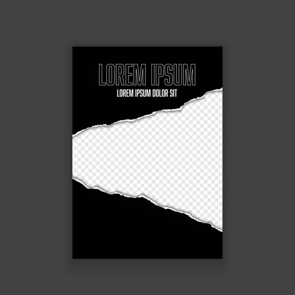 Векторна Рамка Зірвала Половину Чорного Паперу Обкладинки Книги Плаката Або — стоковий вектор