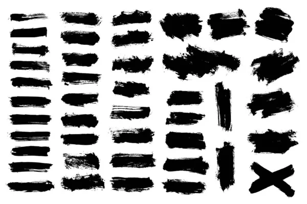 Jeu Vectoriel Course Brosse Grunge Texture Pinceau Noir — Image vectorielle