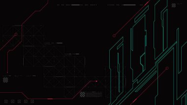 Siber punk tarzı tasarımı olan soyut hi tech yatay retro futuristik ve bilim kurgu arkaplanı