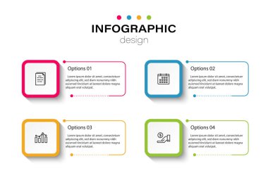 Infographic zaman çizelgesi sunumları ve 4 seçenekli iş konsept grafikleri