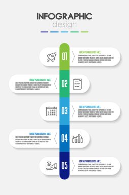 Zaman çizgisi sunumu bilgi şablonu diyagramları konsept iş simgesi 5 seçeneği