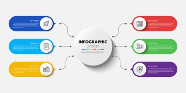 Bilgi çemberi şablonu şeması. İş konsepti sunum için 6 adım