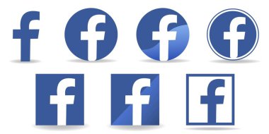 Facebook logosu çeşitli simgeler biçiminde