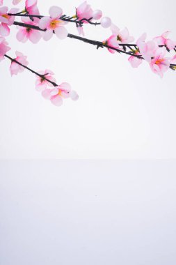 Chinese New Year design with cherry blossom on white background clipart