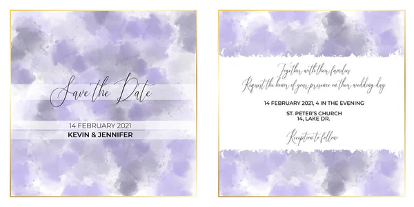 Zeitgenössisches Design Der Hochzeitseinladungskarte Vektor Set Auf Aquarellfarbe Aquarell Splash — Stockvektor