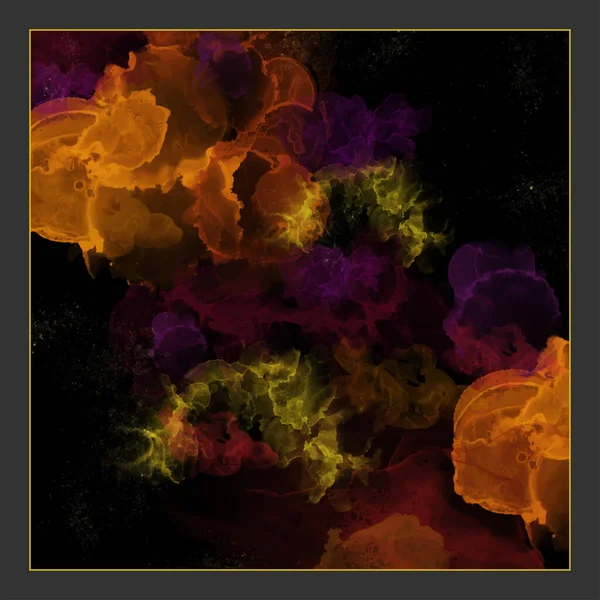 Alkoholfarbe Abstrakte Farben Flüssige Marmorstruktur Auf Schwarzem Hintergrund Für Einladungskarte — Stockvektor