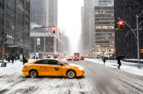 Blizzard Tempête Neige Hiver New York Avec Fortes Chutes Neige — Photo