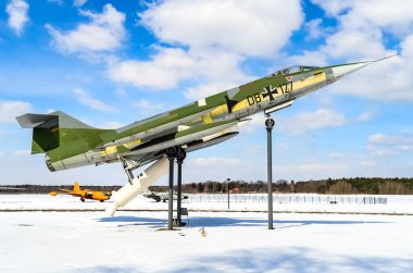 Alman Hava Kuvvetleri Lockheed F-104 Starfighter Berlin 'deki Askeri Tarih Müzesi' nde (Bundeswehr Askeri Tarih Müzesi) sergilenmektedir. Berlin, Almanya.