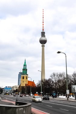 Bir bahar günü şehir manzaralı Berlin panoraması. Berlin, Almanya.