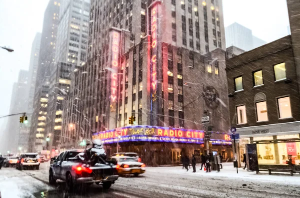 Winter Snowstorm Blizzard New York City Heavy Snow Fall Cars — Stock Photo, Image