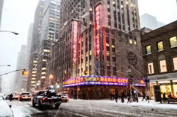 Winter Snowstorm Blizzard New York City Heavy Snow Fall Cars — Stock Photo, Image