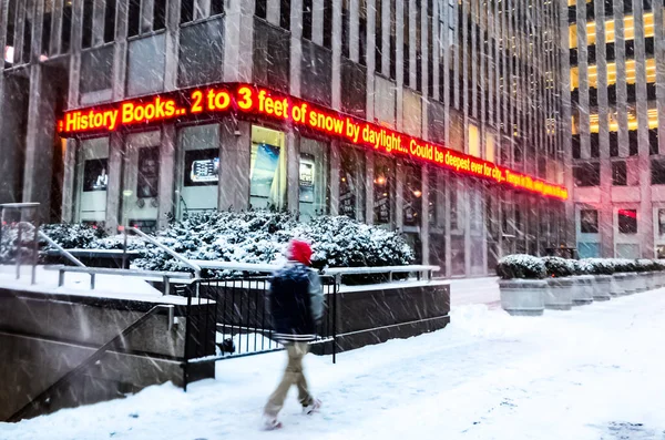 Tempête Neige Hivernale New York Avec Fortes Chutes Neige Voitures — Photo