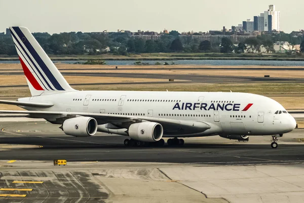 Air France Airbus A380 800 Immatriculé Hpjj Taxant Fuite Aéroport — Photo