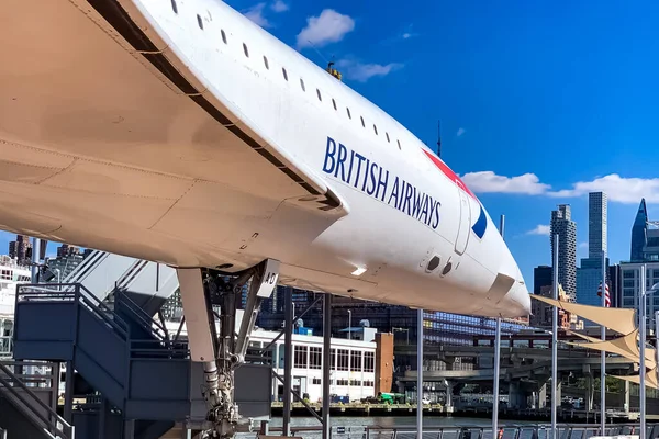 Registrace British Airways Concorde Boad Vystaveno Intrepid Sea Air Space — Stock fotografie