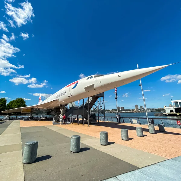 British Airways Concorde Registration Boad Display Intrepid Sea Air Space — 스톡 사진