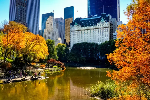 Central Park Het Hoogtepunt Van Het Herfstseizoen New York City — Stockfoto