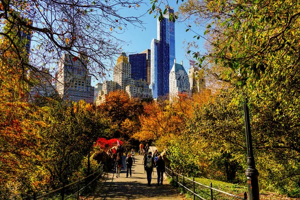 Central Park Auf Dem Höhepunkt Der Herbstsaison New York City — Stockfoto