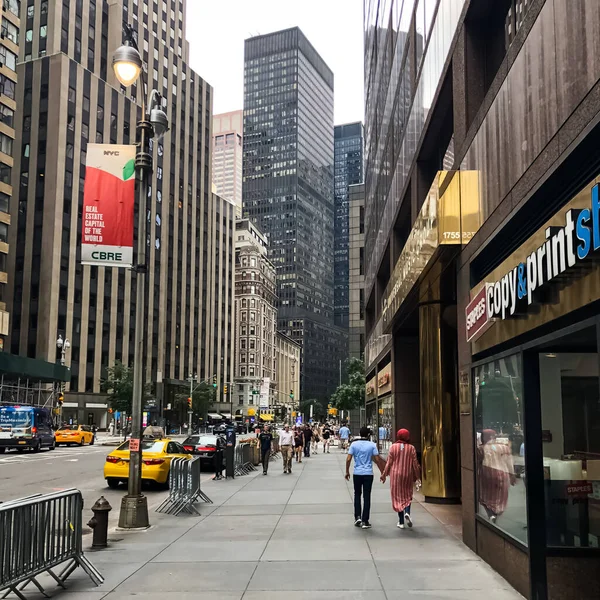 Nova Iorque Panorama Rua Manhattan Com Táxis Amarelos Nova Iorque — Fotografia de Stock