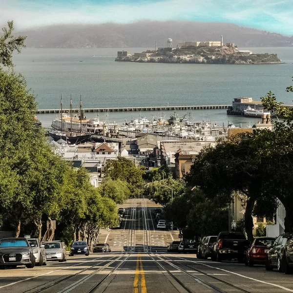Prisão Alcatraz Vista Uma Rua São Francisco Califórnia Eua — Fotografia de Stock
