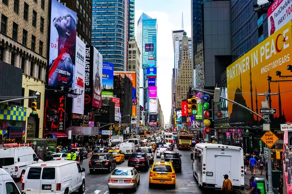 Times Square Sárga New York City Taxi Taxik Vezetés Színes — Stock Fotó