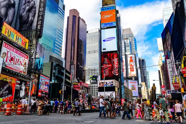 Times Square Sárga New York City Taxi Taxik Vezetés Színes — Stock Fotó