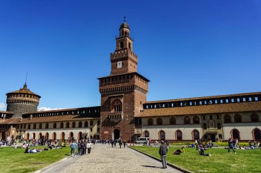 İtalya, Milano 'daki Sforzesco Kalesi.