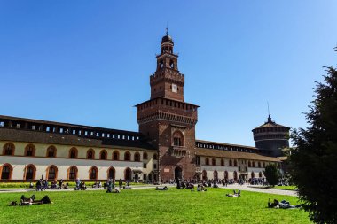 İtalya, Milano 'daki Sforzesco Kalesi.