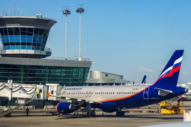 Aeroflot Rus Havayolları Airbus A320-200 Moskova, Rusya 'daki Sheremetyevo Uluslararası Havalimanı' nda