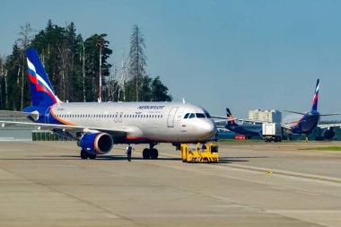 Aeroflot Rus Havayolları Airbus A320-200 Moskova, Rusya 'daki Sheremetyevo Uluslararası Havalimanı' nda