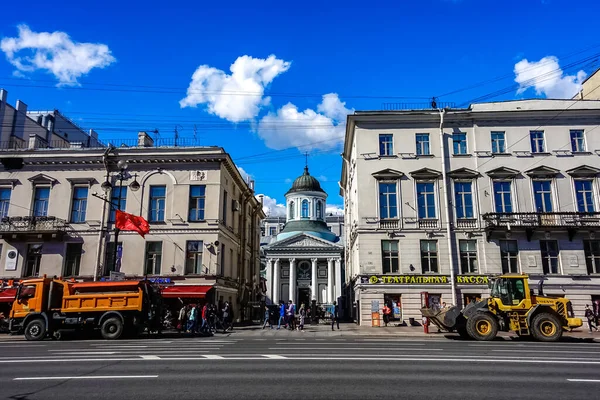 Sankt Petersburg Panorama Med Historiska Byggnader Arkitektur Gator Och Kanaler — Stockfoto