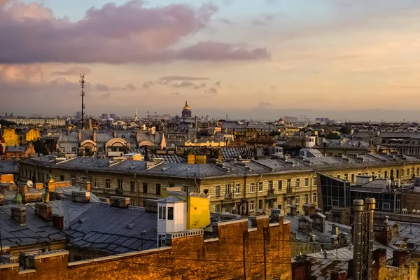 Panorama Arial Sur Toit Saint Pétersbourg Avec Vieilles Rues Bâtiments — Photo