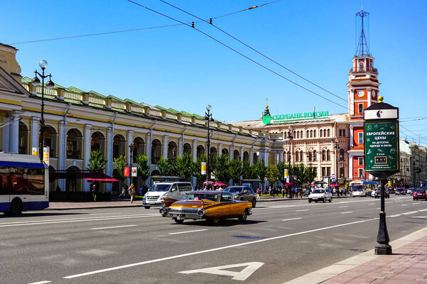 Saint Petersburg panorama with historic buildings, architecture, streets and canals in Saint Petersburg, Russia.