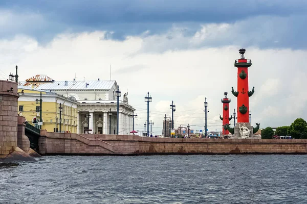 Saint Petersburg Rostral Columns Historic Panorama City Saint Petersburg Russia — Stock Photo, Image