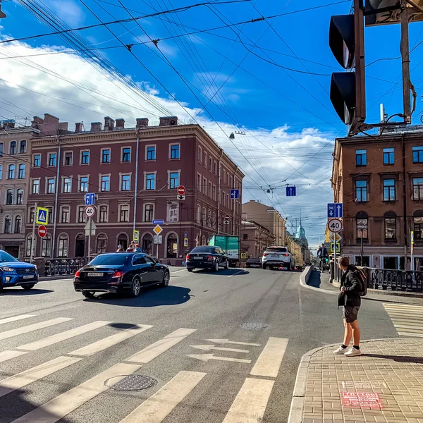 Sankt Petersburg Panorama Med Historiska Byggnader Arkitektur Gator Och Kanaler — Stockfoto