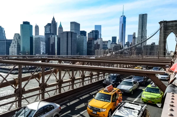 Brooklyn Bridge Est Pont Ville New York Qui Enjambe East — Photo