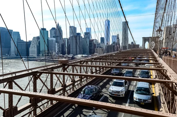 Brooklyn Bridge Bro New York City Som Sträcker Sig Över — Stockfoto