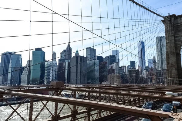 Brooklyn Bridge Est Pont Ville New York Qui Enjambe East — Photo