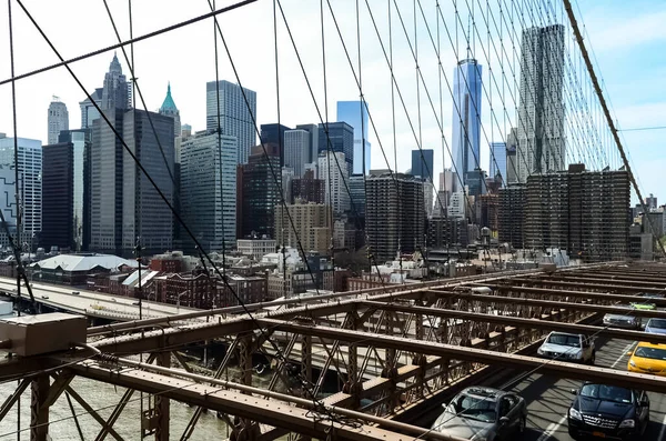 Ponte Brooklyn Uma Ponte Nova Iorque Abrangendo East River Entre — Fotografia de Stock