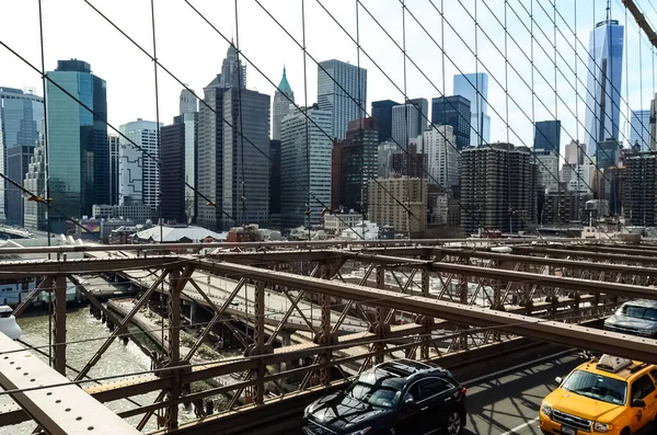 Brooklyn Bridge Est Pont Ville New York Qui Enjambe East — Photo