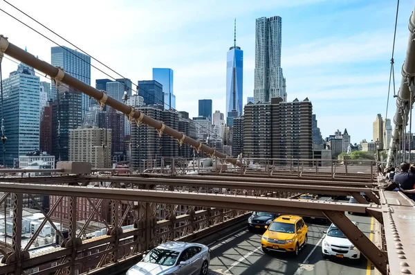 Brooklyn Bridge Est Pont Ville New York Qui Enjambe East — Photo