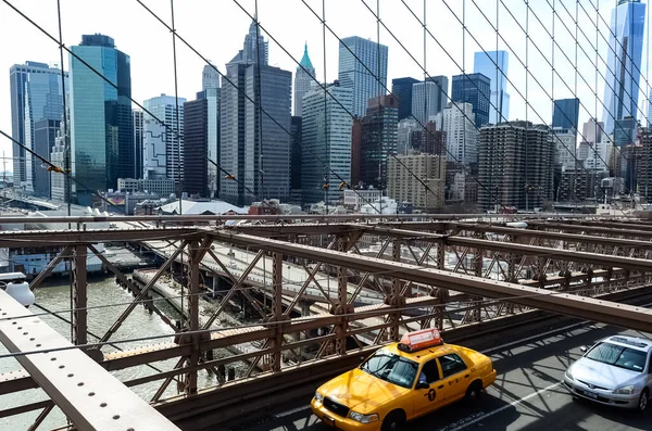 Brooklyn Bridge Est Pont Ville New York Qui Enjambe East — Photo