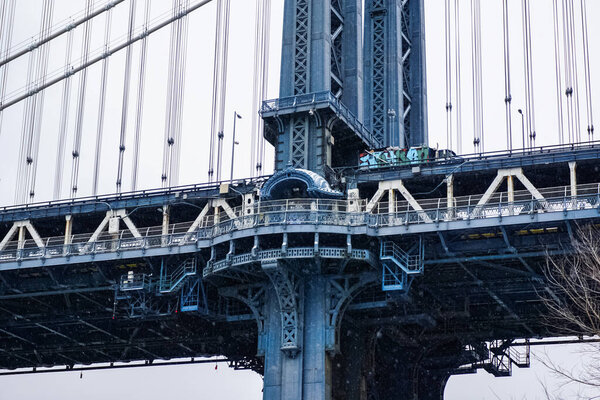 The Manhattan Bridge is a suspension bridge that crosses the East River in New York City, connecting Lower Manhattan at Canal Street with Downtown Brooklyn at the Flatbush Avenue Extension,