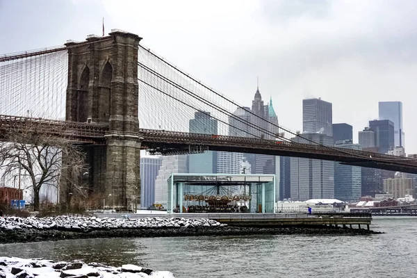 Brooklynský Most Most New Yorku Přes East River Mezi Městy — Stock fotografie