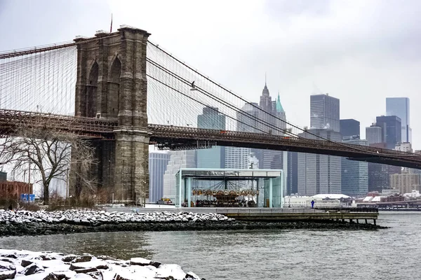 Brooklynský Most Most New Yorku Přes East River Mezi Městy — Stock fotografie