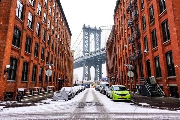Manhattan Bridge Een Hangbrug East River New York City Verbindt — Stockfoto